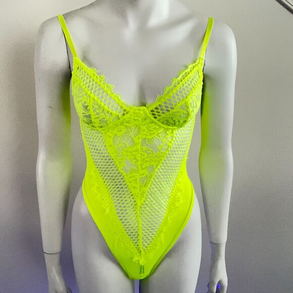 Boohoo Bodysuit Neon Lace Premium S - Picture 7 of 11
